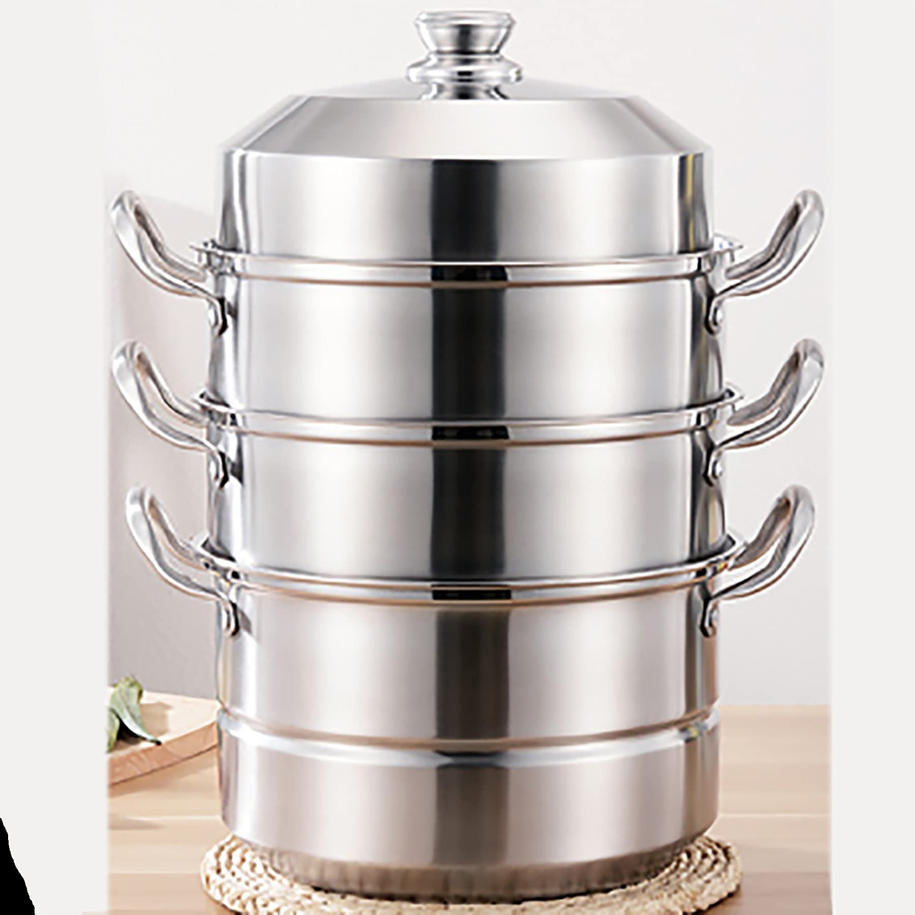 Pentola per Cottura A Vapore Extra-Spessa Extra-Alta Panini E Panini al Vapore per Uso Domestico Vaporiera Panino al Vapore per Cottura A Vapore,32cm