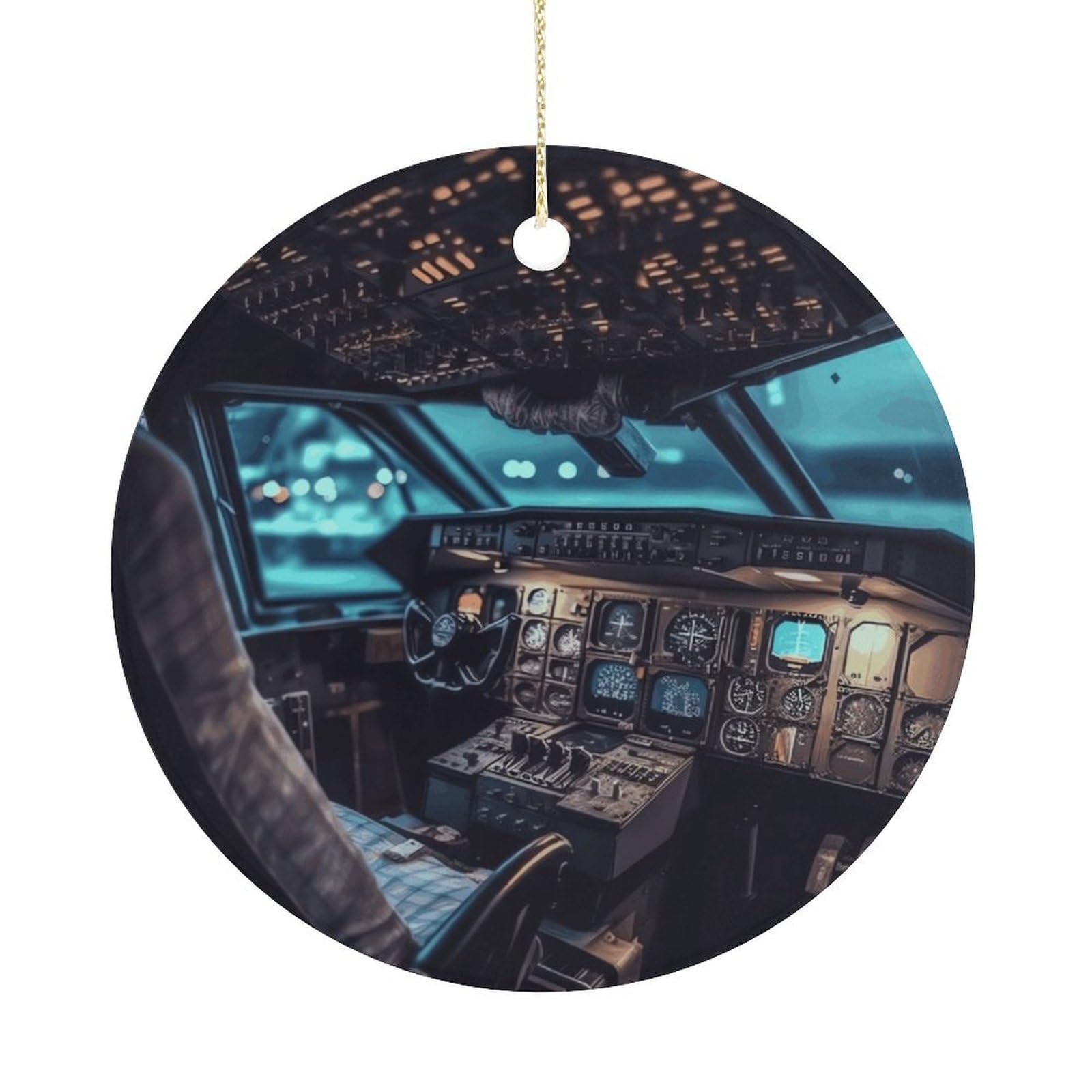 Airplane Christmas Ornament,Round Ceramic Ornaments Personalized Christmas Tree Ornament for Holiday Porcelain Keepsake Gifts Ideas Home Decor