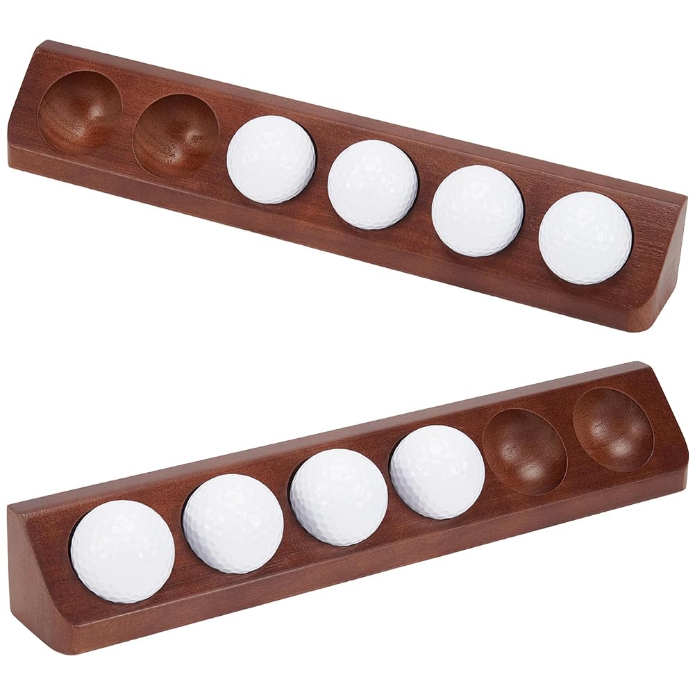 UNICRAFTALE Support de Présentation de Balles de Golf 2 Pièces en Bois Support Mural Porte Balles Capacité 12 Balles 34x5x5cm étagère Solide en Bois Dur Brun Noix de Coco pour Balles Autographiées
