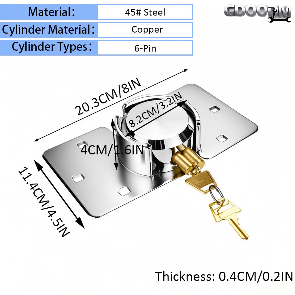 Robustes Vorhängeschloss mit verstecktem Bügel, 73 mm, massiver Stahl, gleichschließend mit Verriegelungsfalle, 80 mm Schrauben, passend für Anhänger, LKW, Fahrzeuge, Garage, Versandcontainer