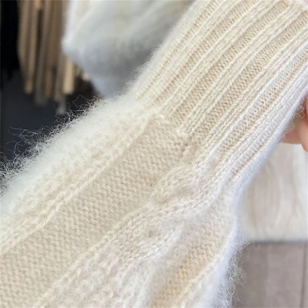 Alloaone Suéter De Punto De Cuello Alto De Cachemira De Lana para Mujer Jersey Suelto Top para Mujer