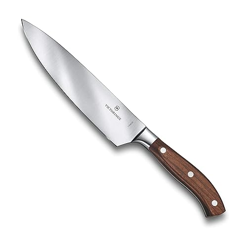 Victorinox Grand Maitre Chef's Knife - Sharp Kitchen Knife with Straight Edge - Ergonomic Cooking Knife - Premium Kitchen Essentials - Wood Handle, 8"