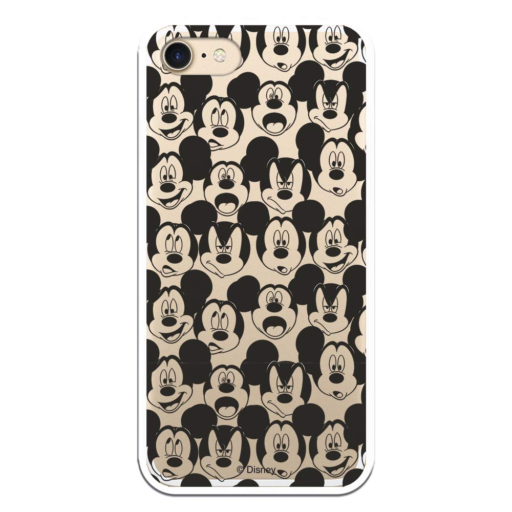 iPhone 7 Cases - iPhone 8 - iPhone SE 2020 Official Disney Classic Characters Mickey Pattern Faces Clear Silicone Case for iPhone Officially Licensed by Disney