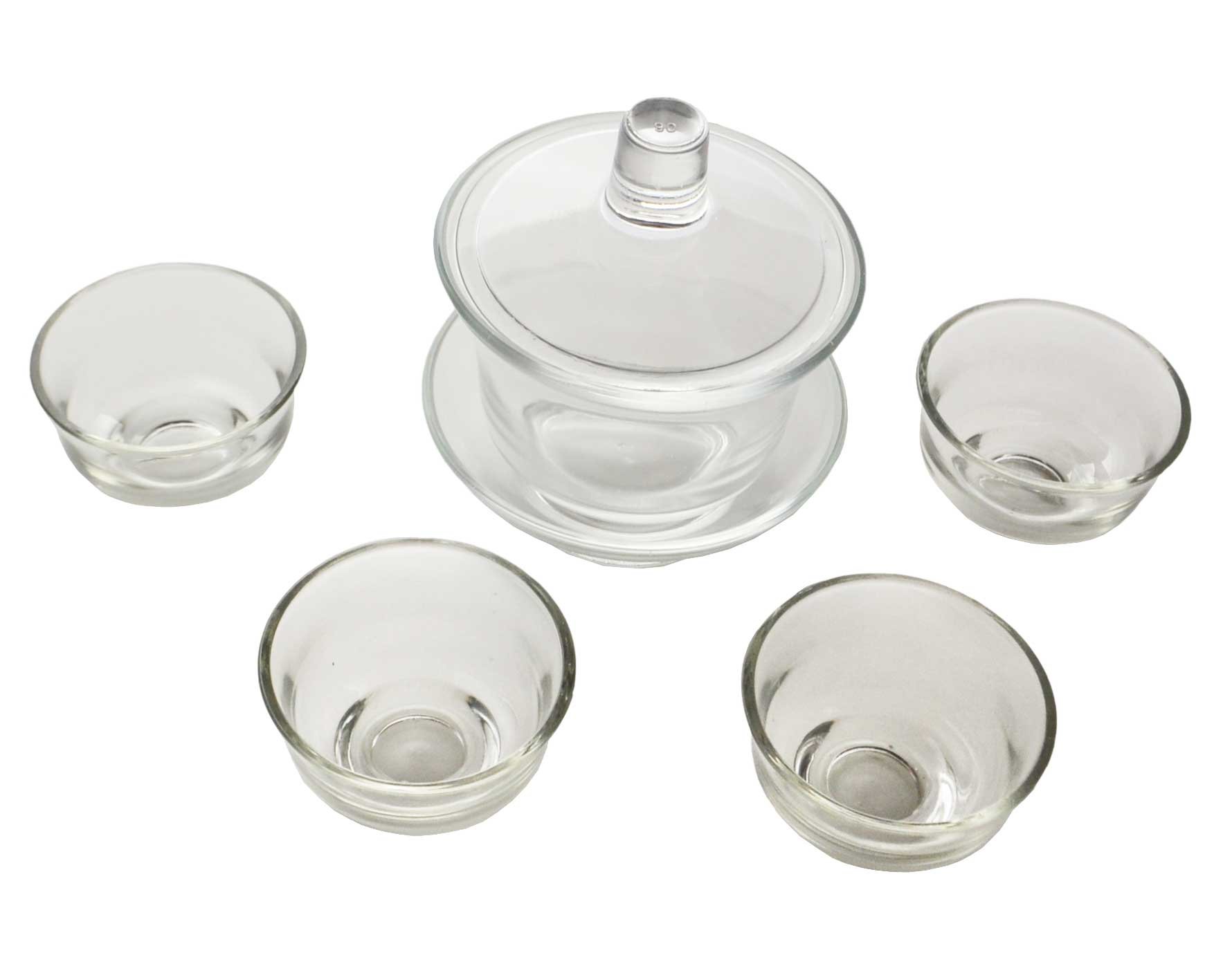 Service à thé chinois traditionnel Gaiwan Gongfu TS02 avec tasse à infuser et soucoupe en verre transparent