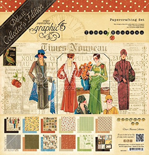Graphic 45 4501000 Deluxe Collector's Edition Pack, 12 by 12-Inch, Times Nouveau