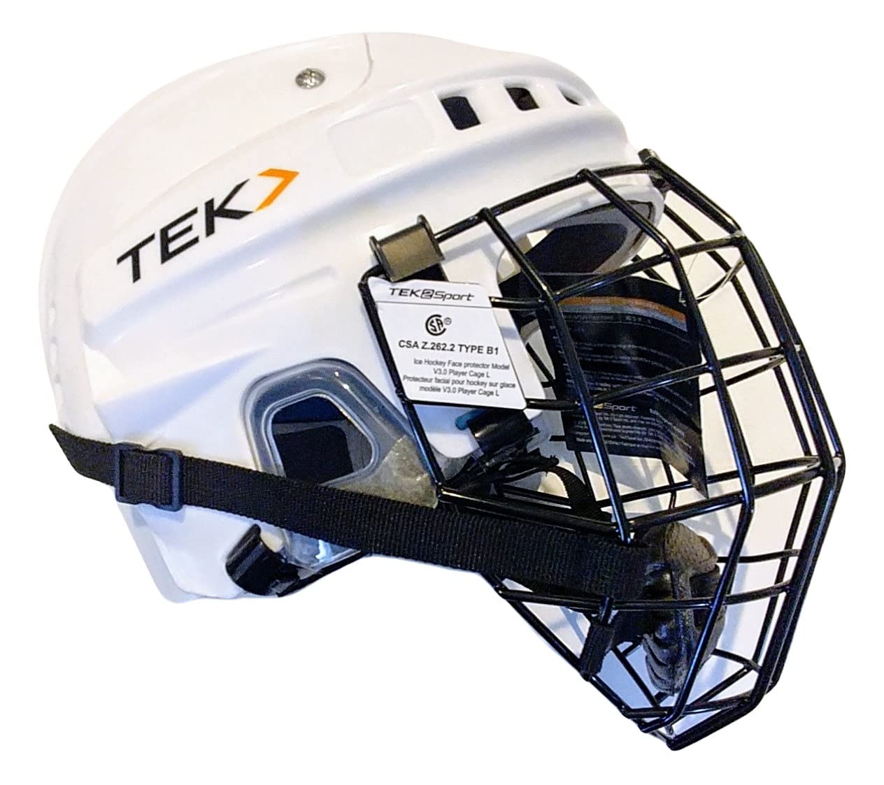 PowerTek v3.0 TEK Ice Hockey Player Helmet with Cage, Adjustable (Red, Junior Small)