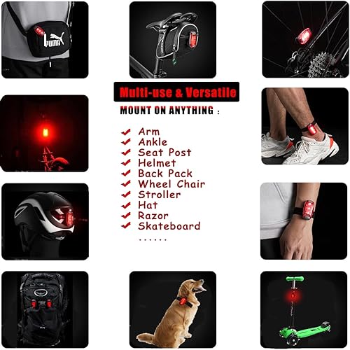 Miniatura 5 de Luz trasera de bicicleta LED de seguridad (paquete de 4) Luz trasera de bicicleta LED  Luces estroboscópicas con clip para corredores, perros,