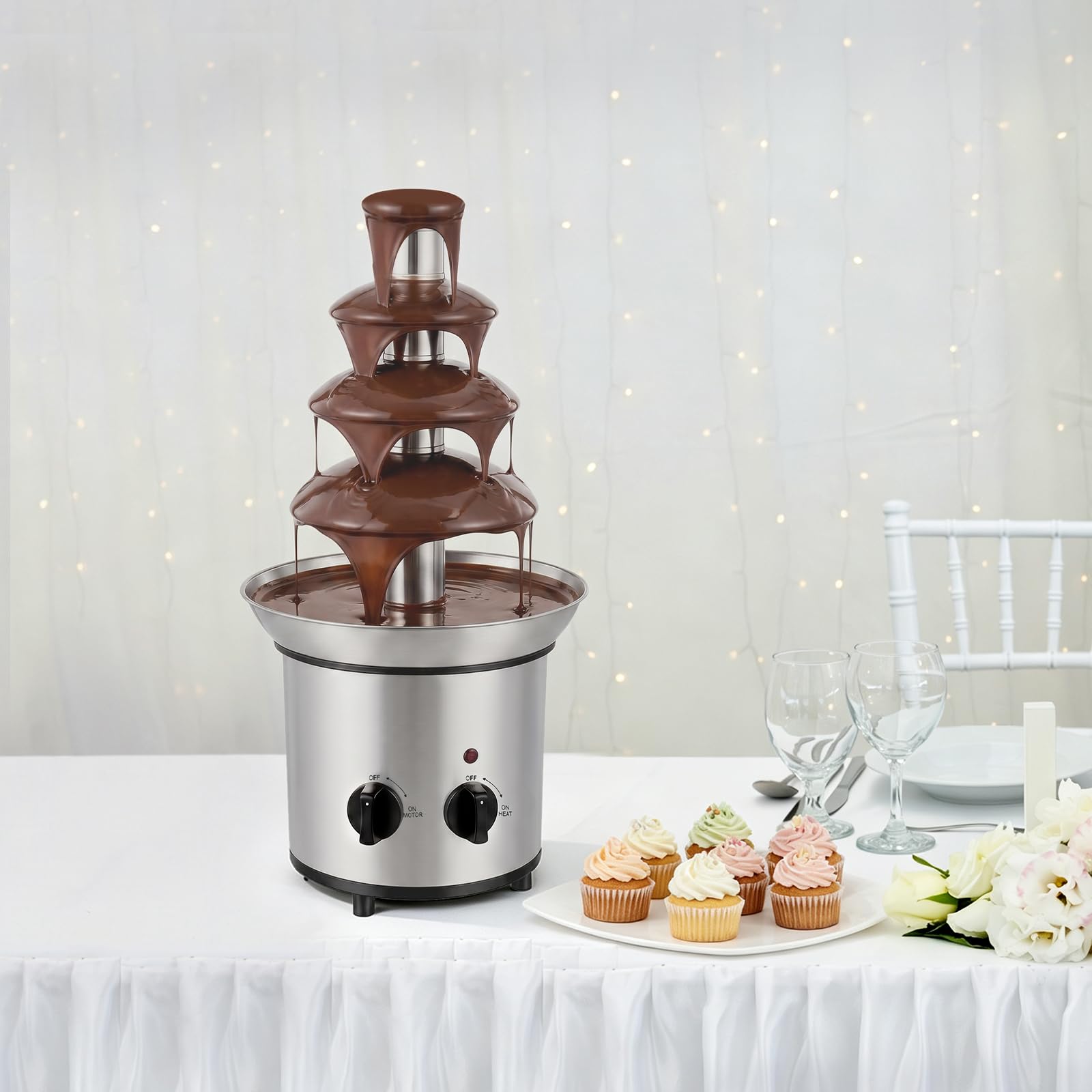 Fontaine à Chocolat 4 Niveaux 170W Inox 1,8L Maintien au Chaud EU