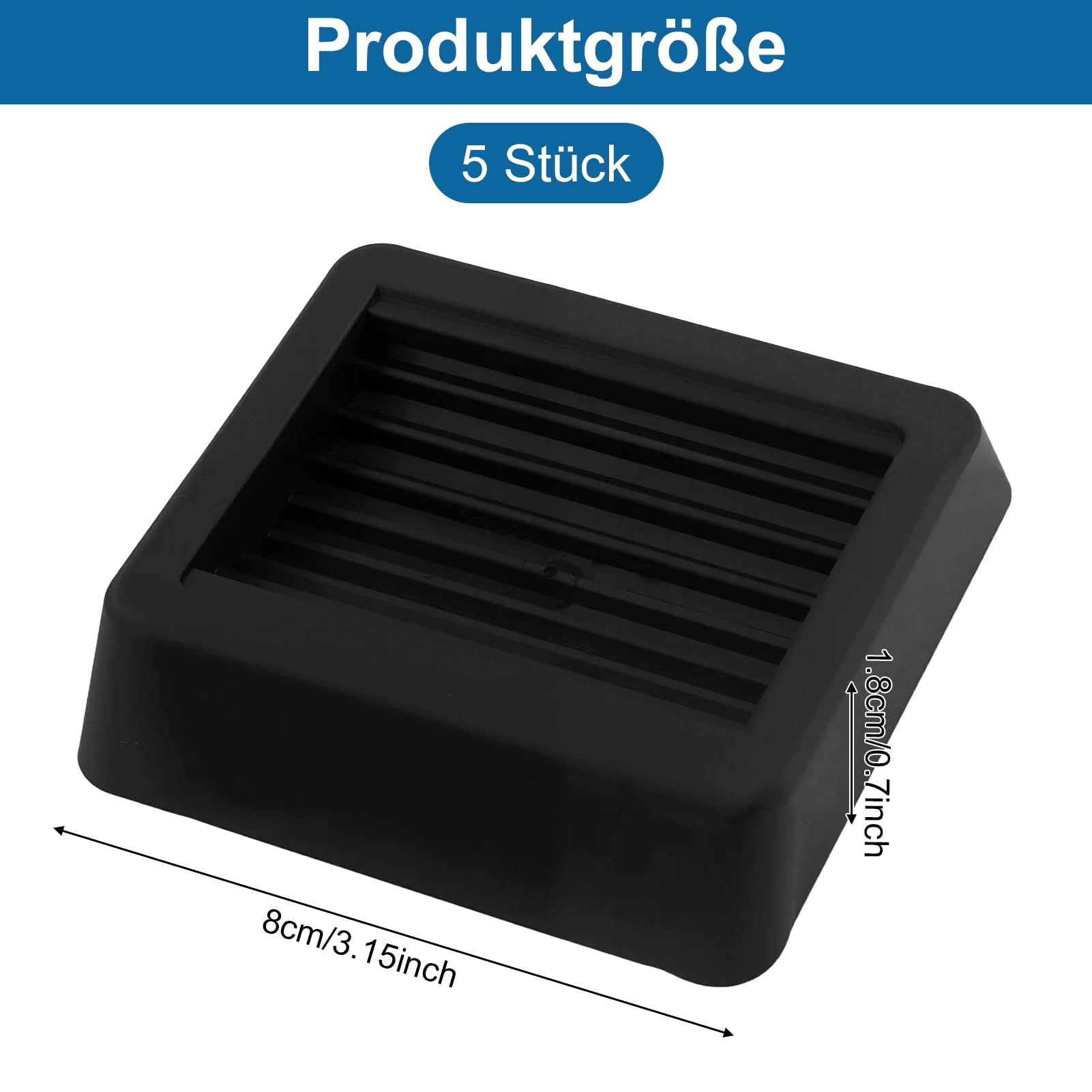 Pack De 5 Tazas De Goma Negras Para Muebles, Antideslizantes Y Protectoras Para Sillas, Camas Y Sofás, Diámetro De Rueda 75-120 Mm