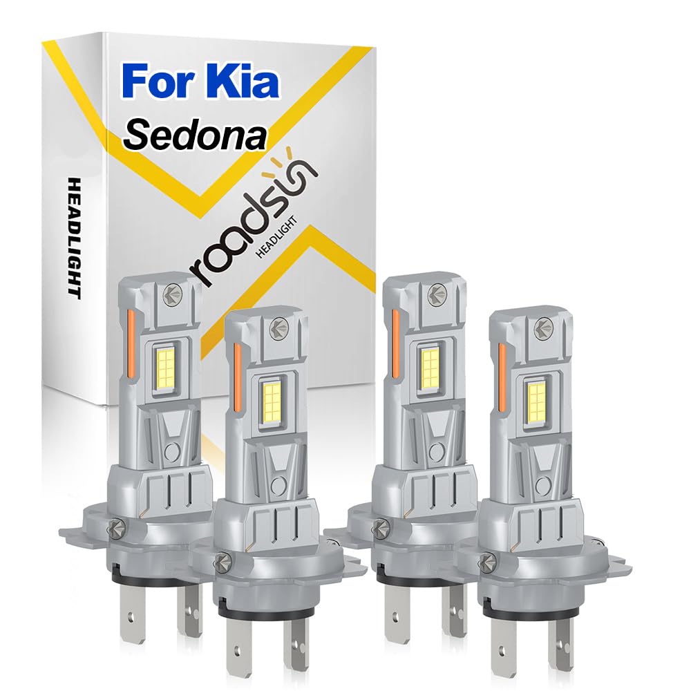 Faro LED H7, H7 Luz de Carretera y Cruce, 20000LM, 12V, 6000K Blanco, Bombillas LED para conducción nocturna, 8 veces más brillante que halógenos, For Kia Sedona 2002-2005