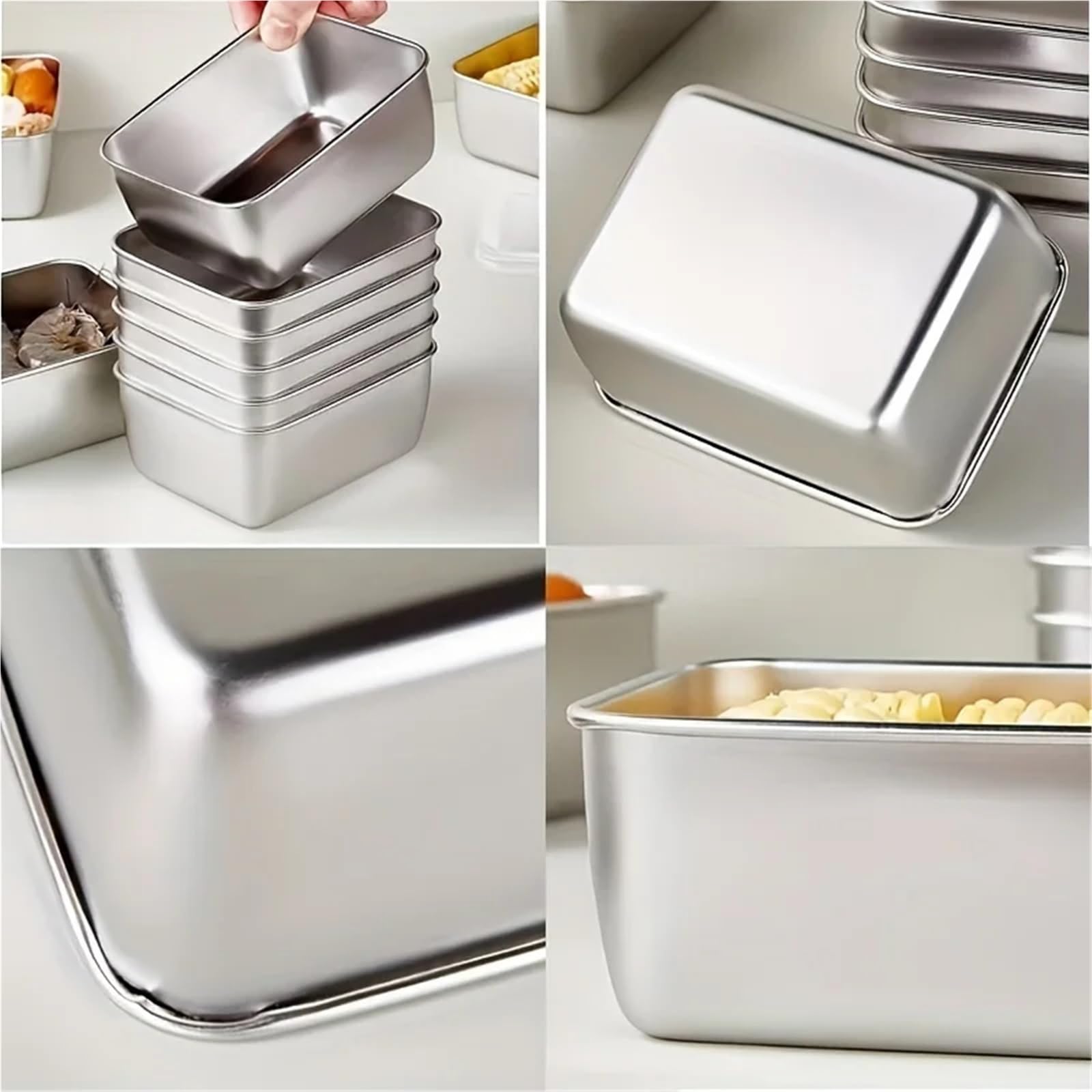 6-teiliges Set mit Frischhaltedosen aus Edelstahl Für Küche | Luftdichte Lunchboxen for die Zubereitung von Mahlzeiten, beim Camping und im Büro, spülmaschinenfest