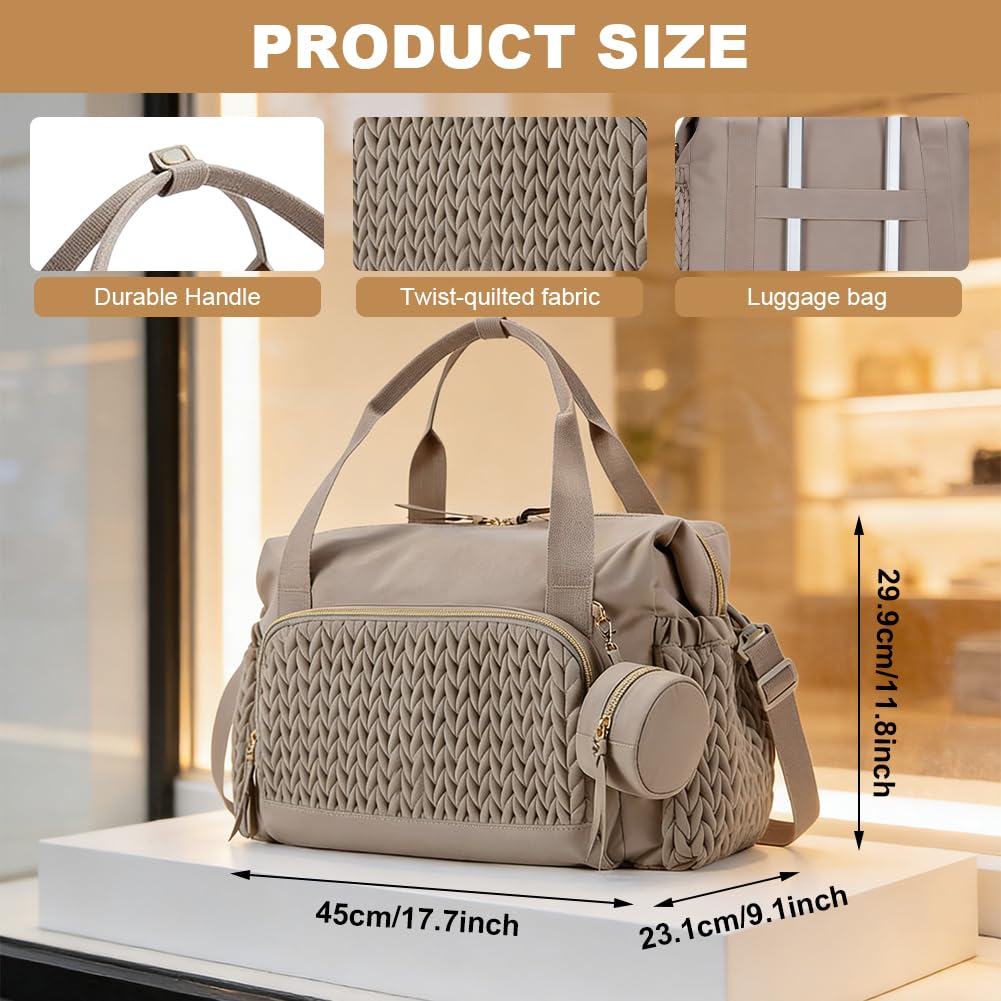 Grand sac à langer multifonction pour maman avec étui à tétine, imperméable, grande capacité pour couches et bouteilles, parfait pour les voyages, la plage et les déplacements