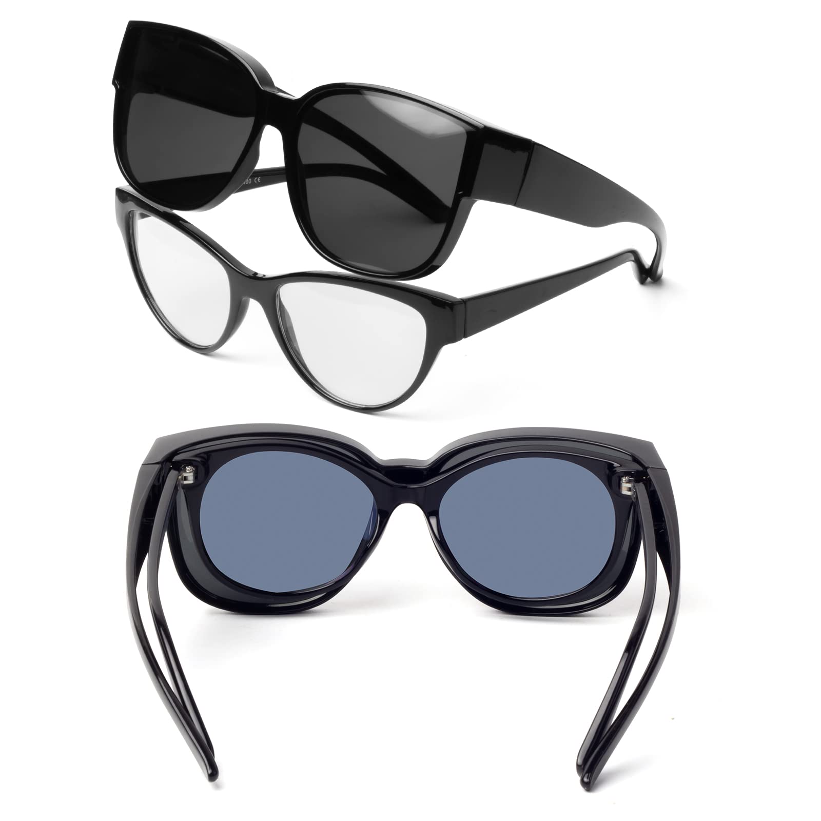 Face Shadow Polaryzowane Okulary Przeciwsłoneczne Nakładane na Okulary Damskie, Okulary Nakładane na Okulary Korekcyjne UV400, Ochrona Przeciwsłonecznych, Nadwielkie, Ultra Lekkie na Jazdę, Wędkarstwo