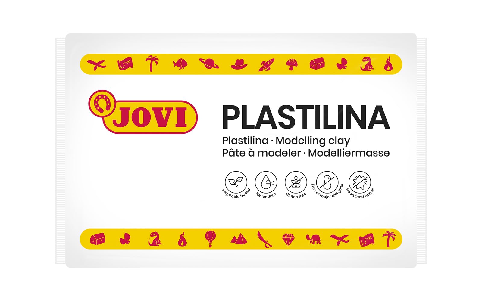 Jovi - PLASTILINA, Pasta da modellare a base vegetale, 15 x 350 grammi, Colore bianco, Grande plasticità, Senza glutine, Ideale per bambini a partire dai 2 anni (7201)