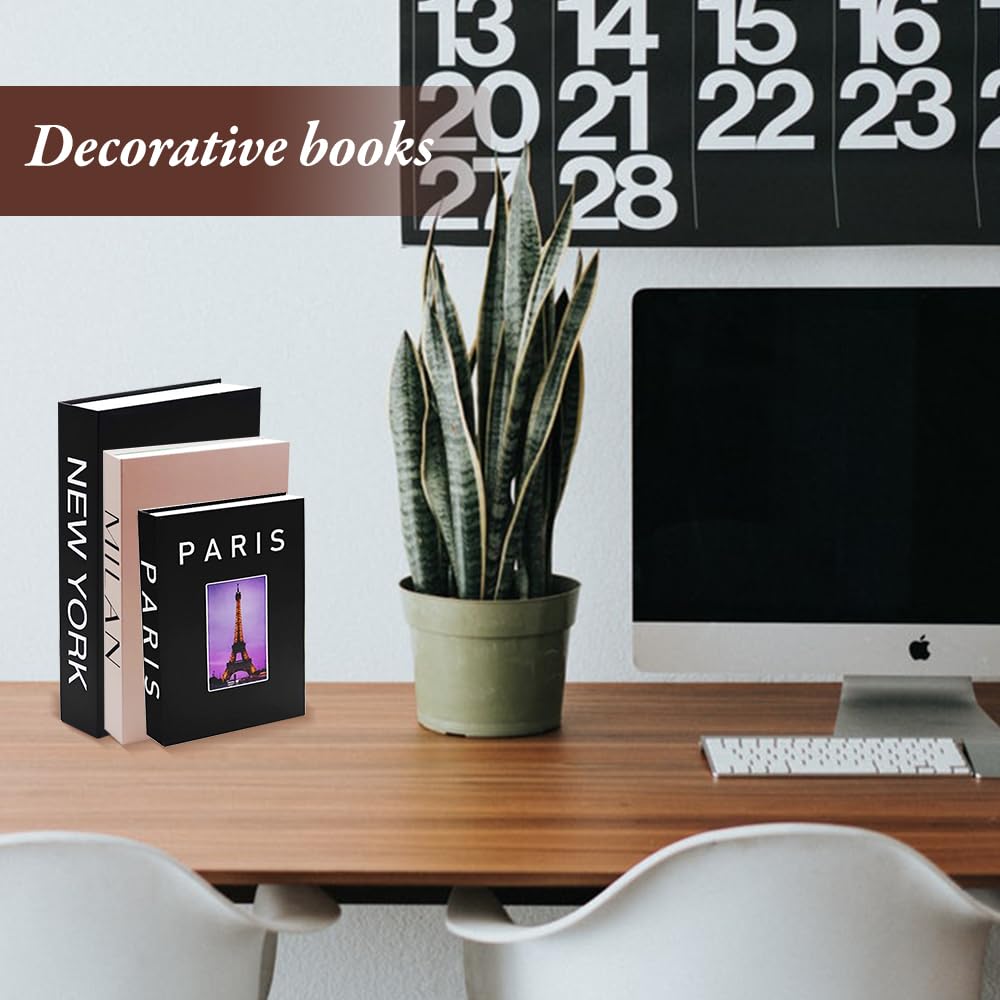 Libros Decorativos, 3 Pcs Libros de Decoración de Interiores, Estanteria Decorative Books, Impresión, Ideal para Salón, Dormitorio, Mesa de Café