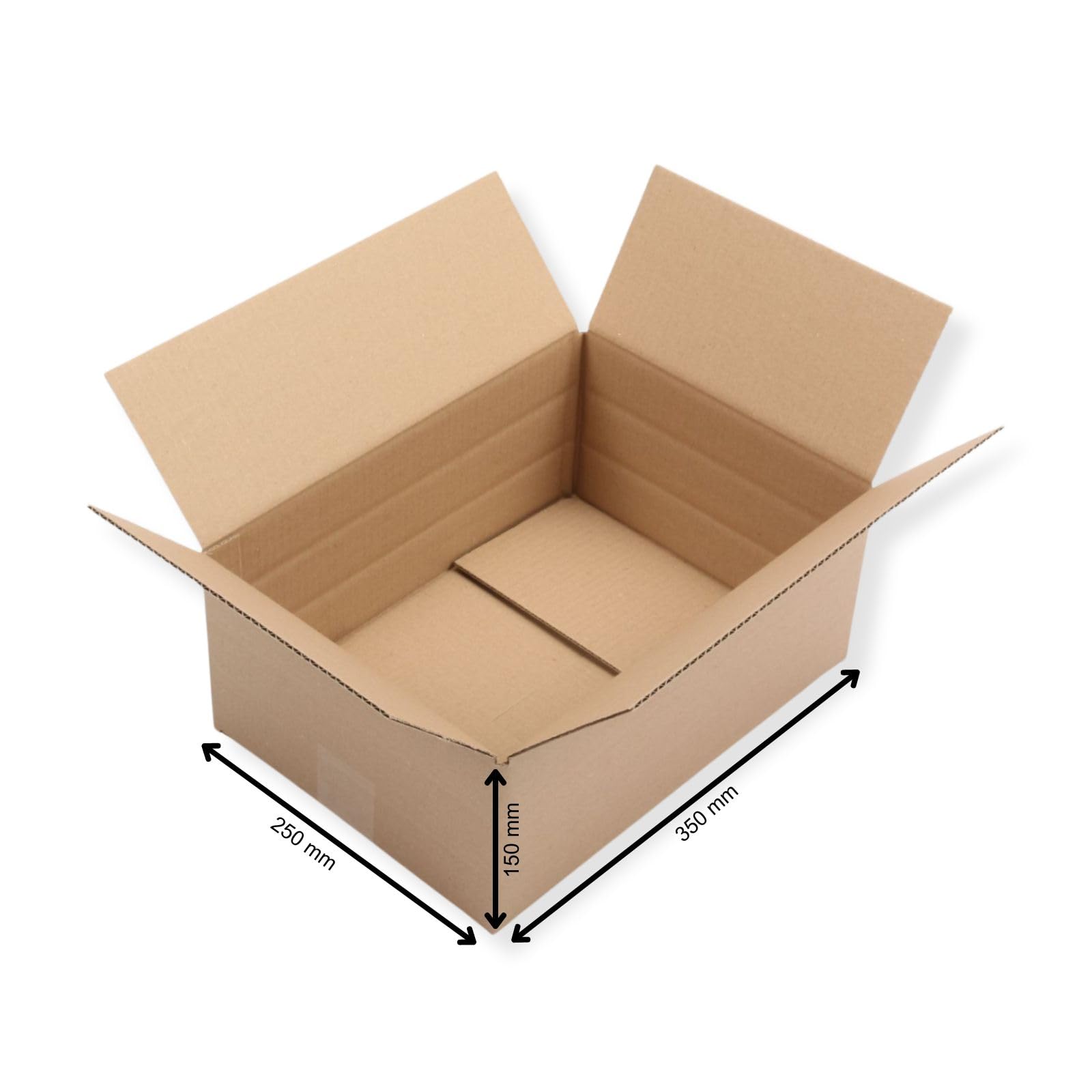 100 St. Versandkarton 350 x 250 x 150 Größe "S" Faltschachtel Transportkiste Faltkarton Packsetkarton mit 2 Zusatzrillern bei 50 und 100 mm