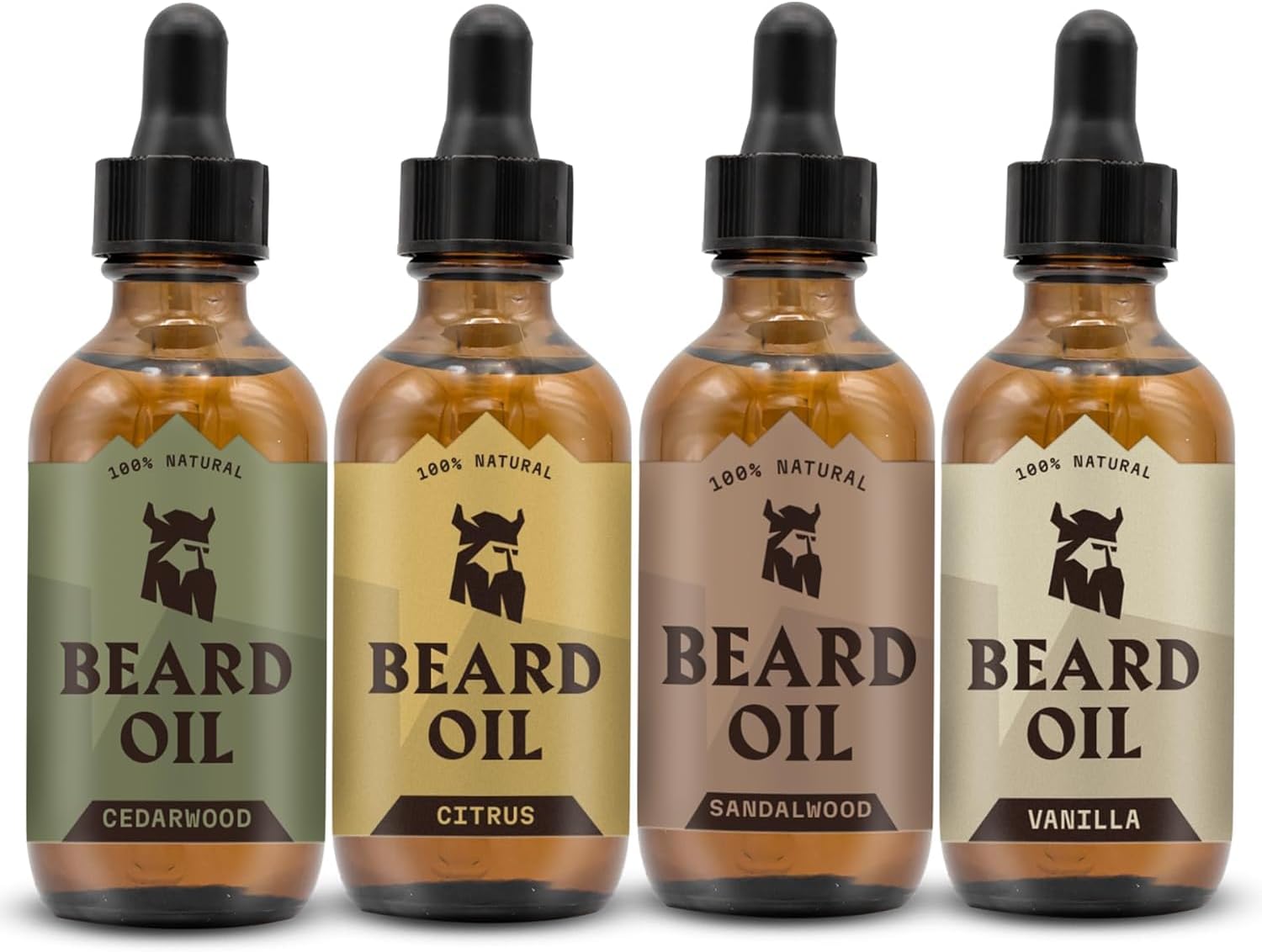 – Beard Oil Variety Pack - 4 x 0.66 Fl Oz, Vanilla, Sandalwood, Cedarwood & Citrus - Hydration Boost with Tea Tree Oil - Promotes Fuller Beard Growth - Cedarwood & Vanilla Scent Fusion