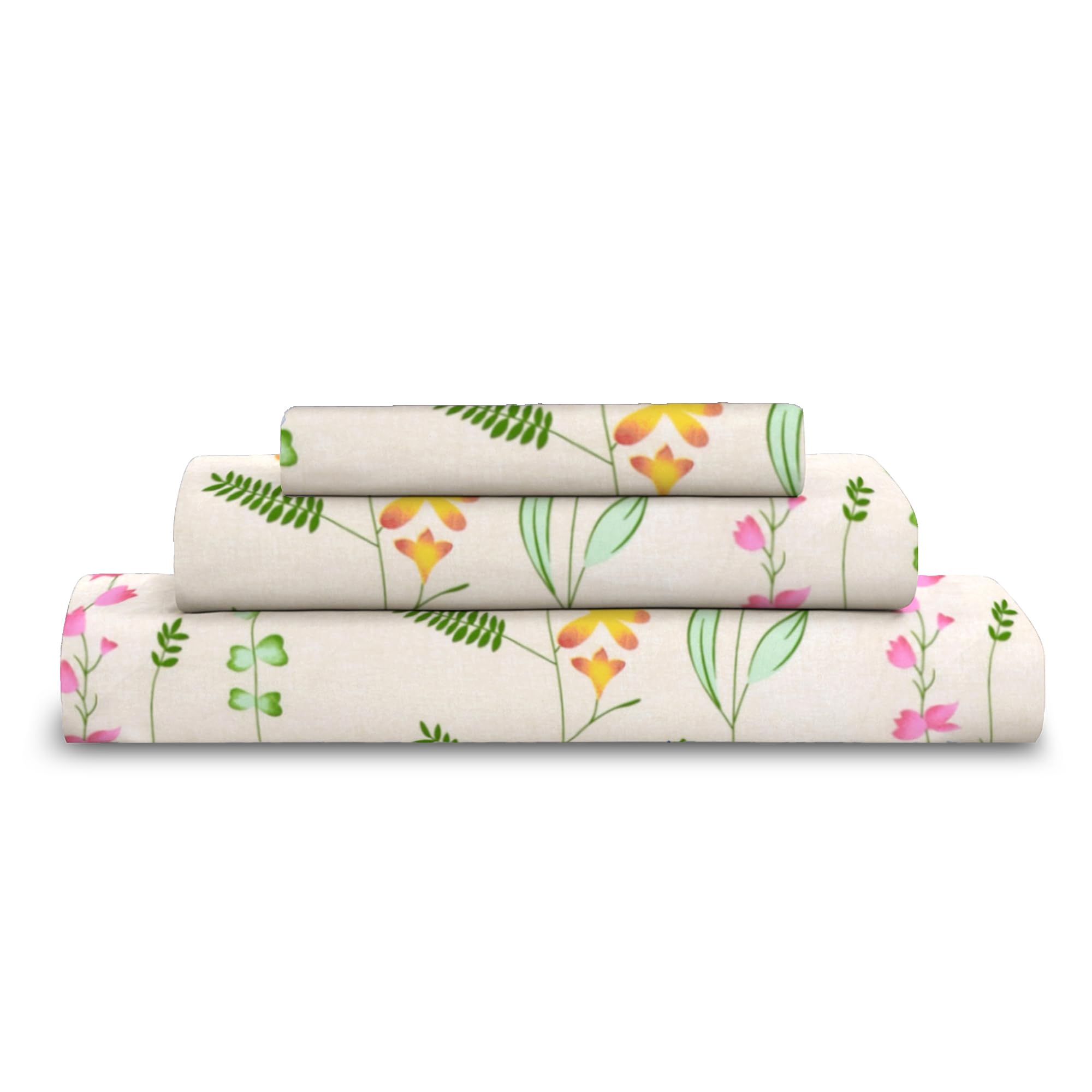 RAYBedding 3PC Floral Printed Bed Sheet Set Single Size – Soft Luxury Printed Bedding Set with Fitted Sheet, Flat Sheet & Pillowcase – Deep Pocket Single Bed Sheets — image 1