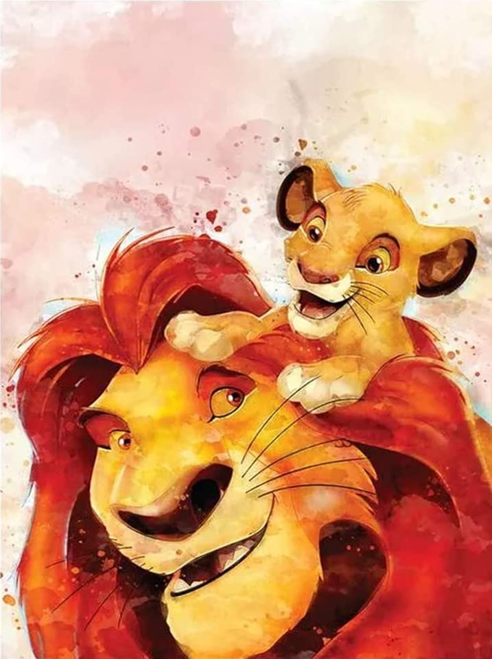 5D DIY Diamond Art Painting Kit, Full Drill, Colourful Diamond Painting Crystal Embroidery Cross Stitch Diamond Painting Pictures Painting by Numbers for Children Adults Home Wall Decoration Lion