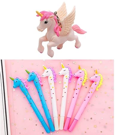 Set of 12 (06 Pens & 06 Key Ring) Unicorn Cute Pen, Cute Stationary, Pen for Kids, Best Gift for Girls, Best Gift for Kids