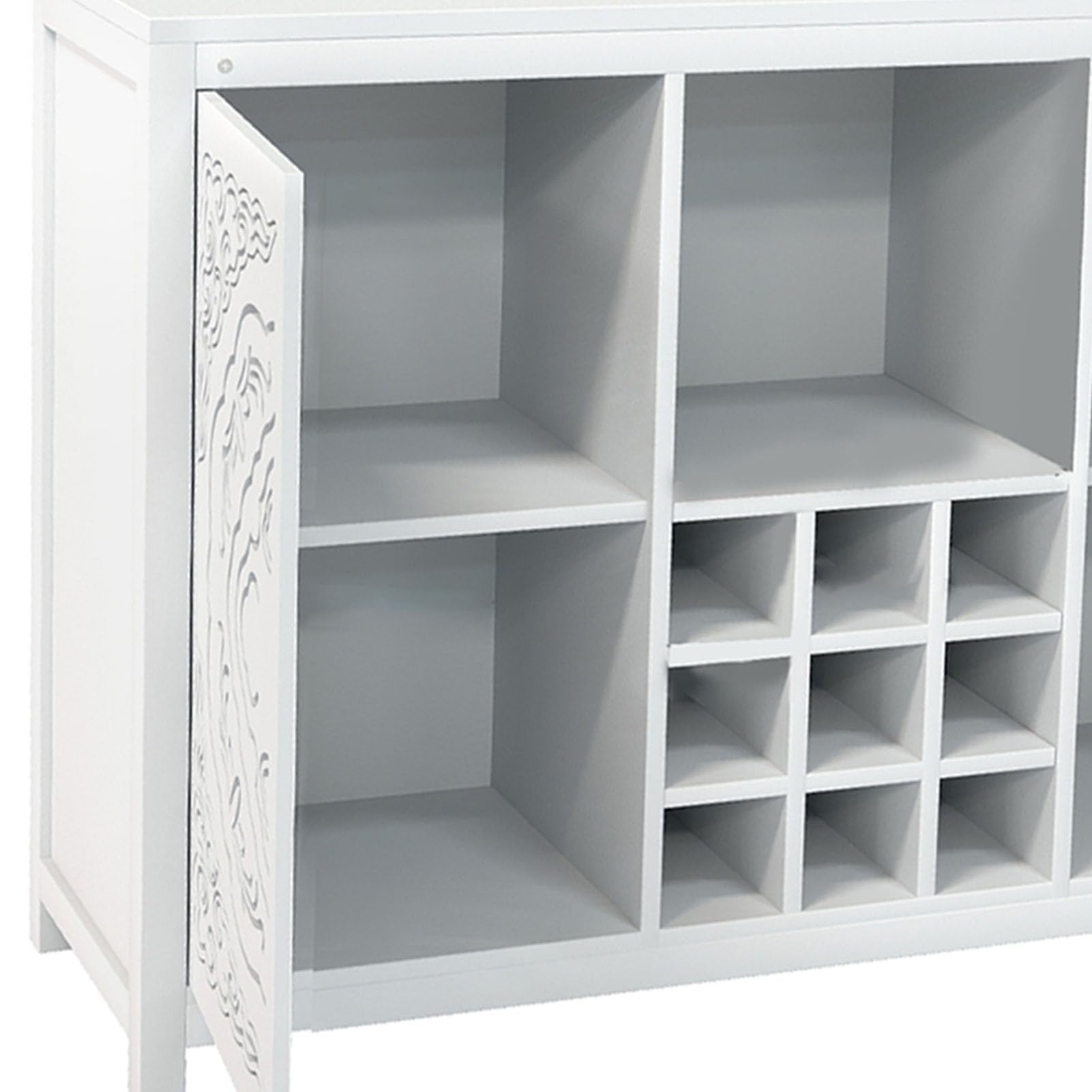 Gecheer Wine Bar Cabinet with 2 Doors, MDF Liquor Cabinet with Wine Rack &amp; Glass Holder, Adjustable Display, Buffet Storage for Living Dining Room Kitchen, 47.2" W