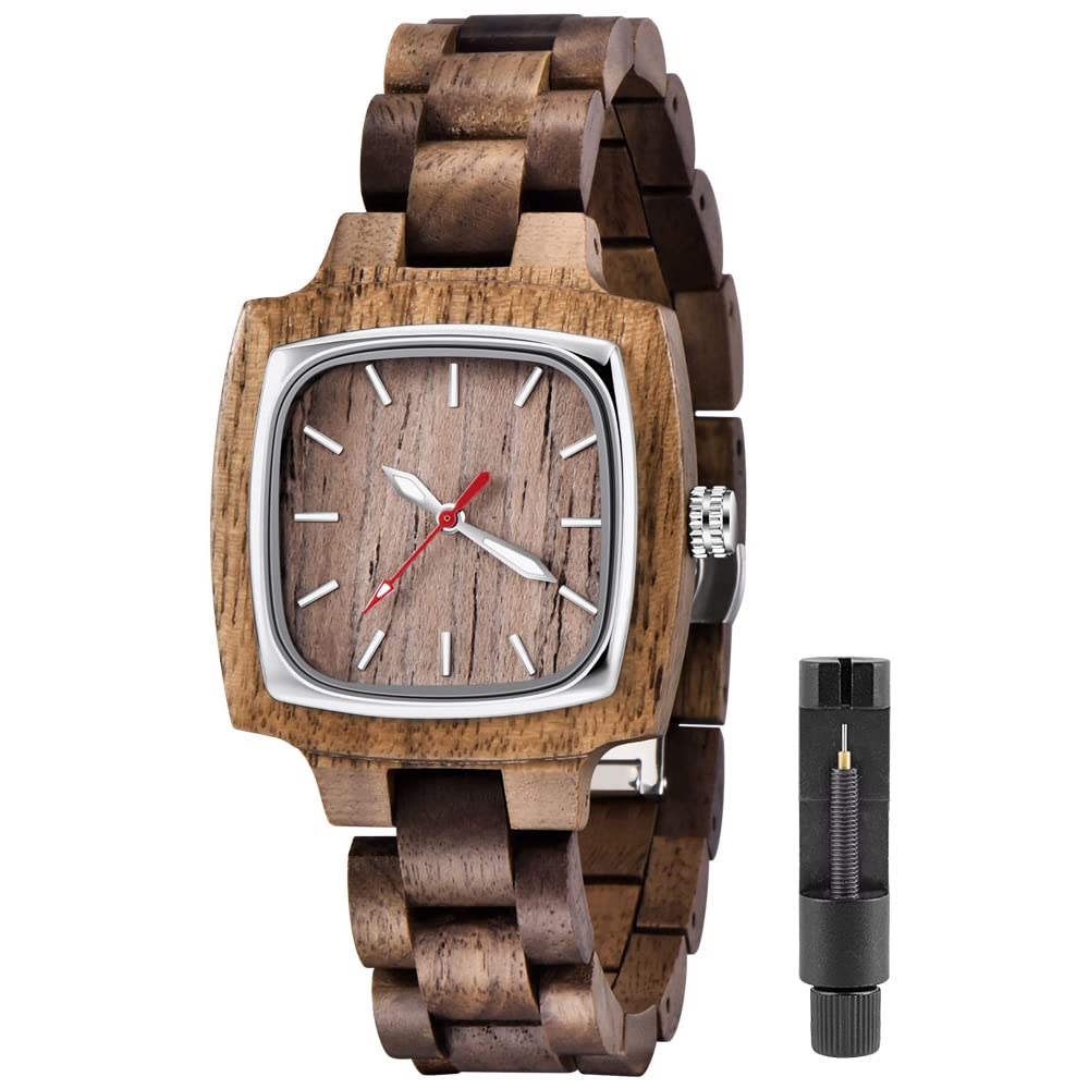 Montre en bois tendance carrée pour un style vintage quotidien - 8