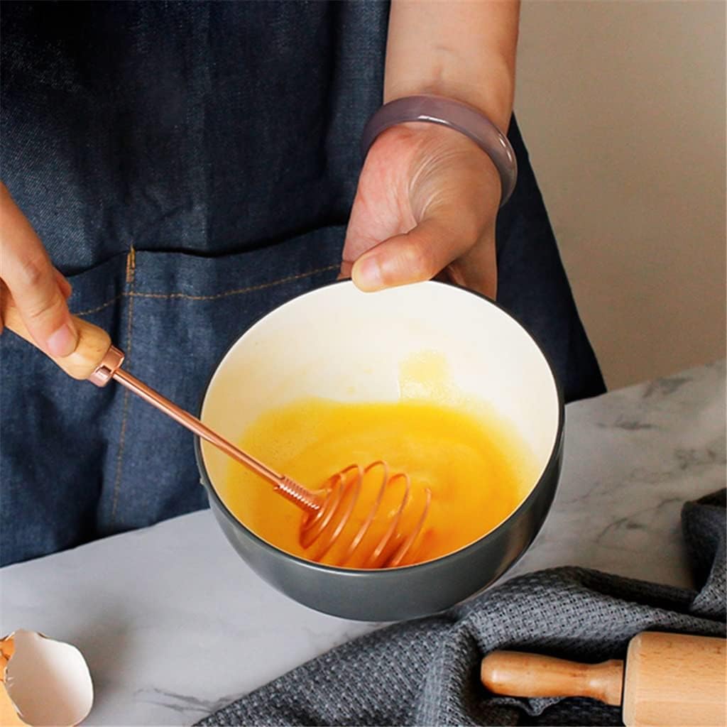 Rose Gold Whisk Manual Egg Beater Stainless Steel Wood Handle Milk Cream Butter Mixer Tools Kitchen Baking Cooking Utensils