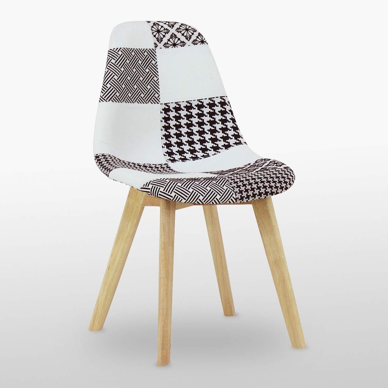 P&N Homewares Patchwork Dining Chair with Armrest - Mid-Century Modern Fabric Chair with Wooden Legs, Foam Cushioning & Ergonomic Shell - Accent Chair for Dining Room, Office, Caffe or Living Space โ image 1