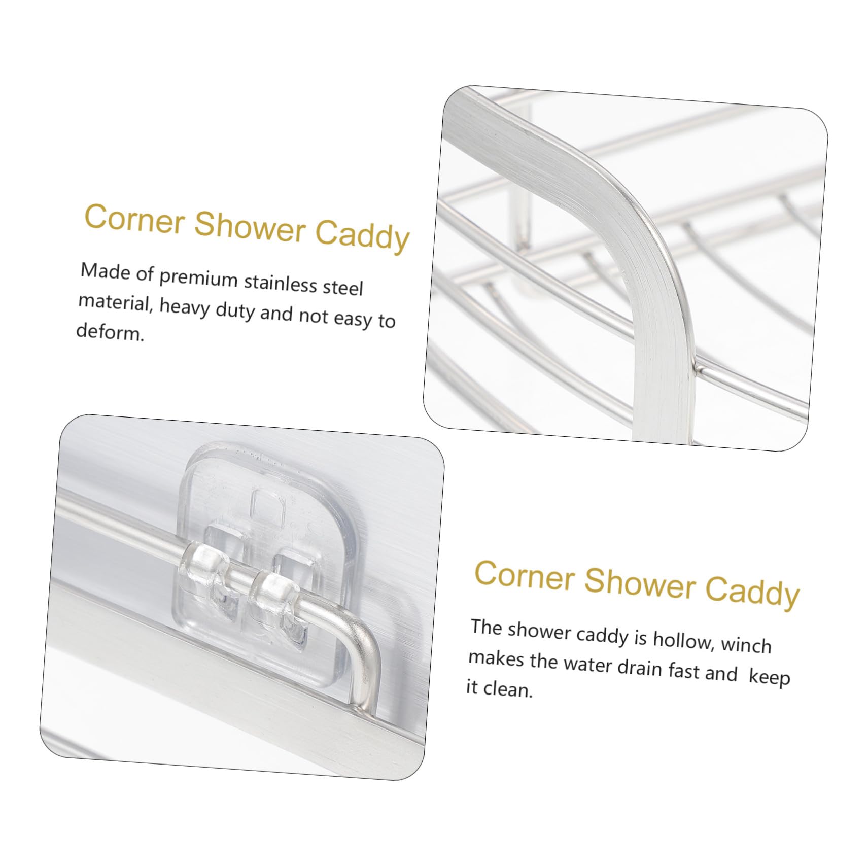 TOYANDONA Mensole per Doccia Angolari in Acciaio Inox Organizer da Parete Cava Mensole per Bagno con Ganci Adesivi per Doccia Bagno e Cucina