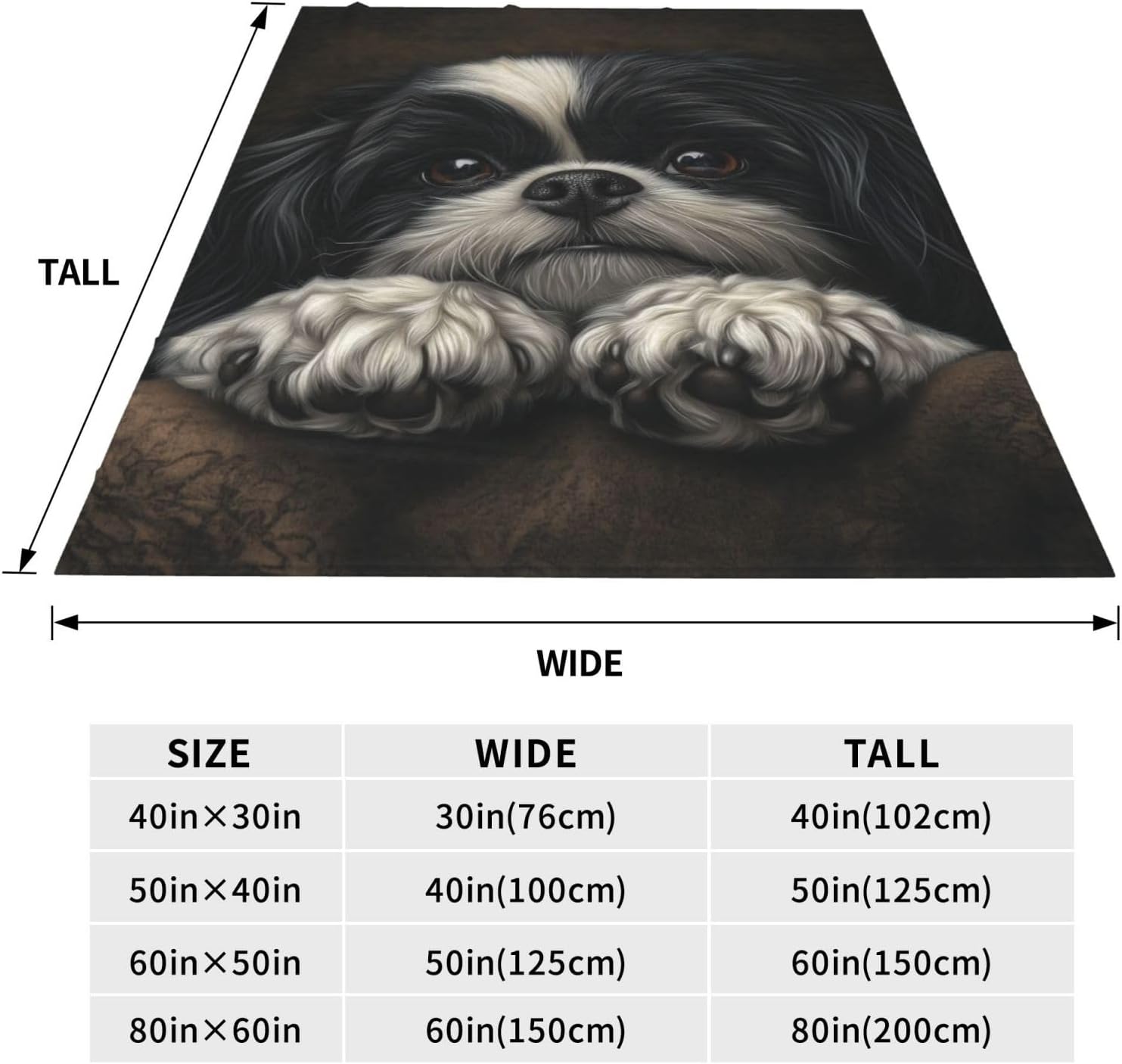 Shih Tzu Blanket Gifts for Kids Adult Women Men Lightweight Soft Cute Puppy Dog Flannel Throw Blankets Cozy for Pet Lovers Living Room Sofa Couch Bed Room All Season Decor 50x40in