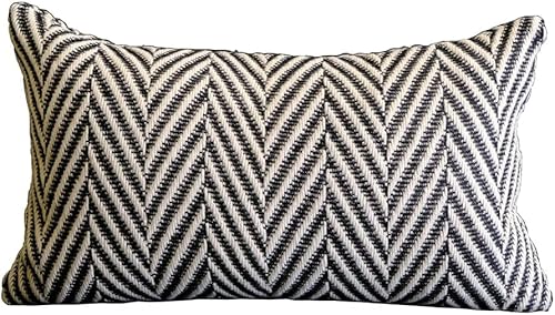 vctops Funda de Almohada Decorativa Boho Blanco y Negro Tejida de Punto Funda de Cojín con Diseño de Flecha Decoración Tejida Funda Lumbar para Sofá