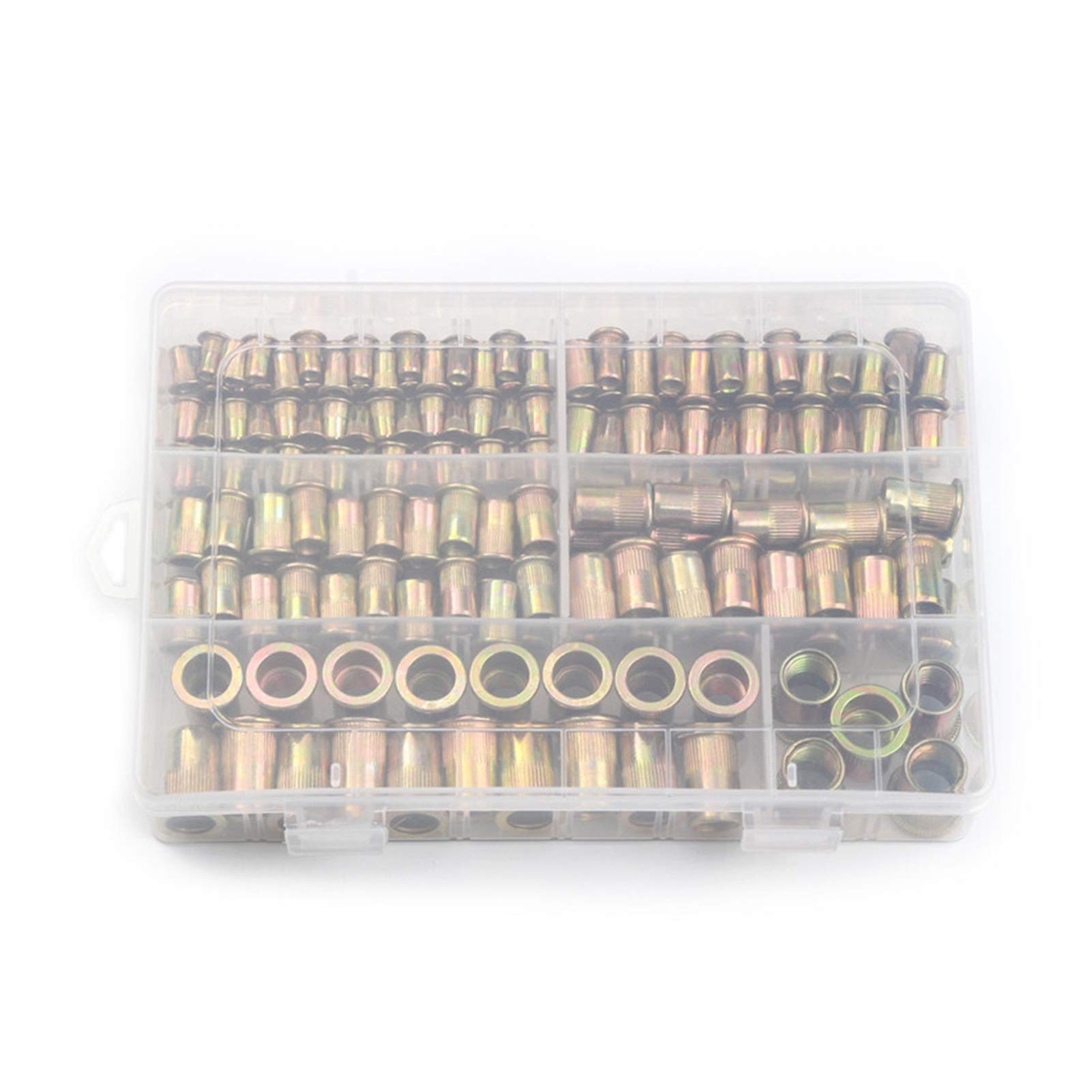 DUO ER 210 pz M4 M5 M6 M8 M8 M10 M12 M12 Acciaio in Acciaio al Carbonio Dadi Rivetti a Testa Piatta Dadi di Rivetti Set Dadi Inserire Reveting Multi Size