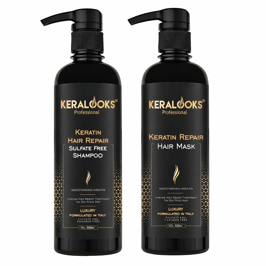 Keralooks Professional® Keratin Sulphate Free Shampoo and Mask Combo Pack (500ml each)-image-37