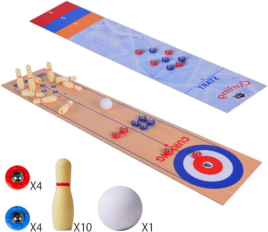 Shuffleboard Table,Bowling Game,Shuffle Board Game Table,3 in 1 Table Curling Bowling Shuffleboard Game Set Family Home Party Gift for Adults