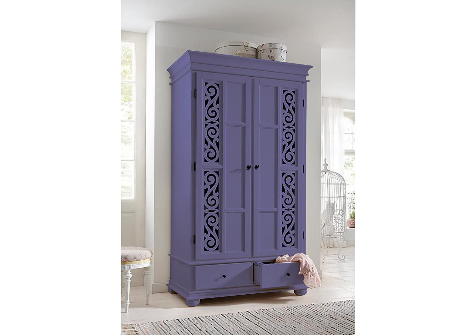 APRODZ Mango Wood Multipurpose Storage 2-Door Porto Wardrobe Almirah for Bedroom | Cream-image-16