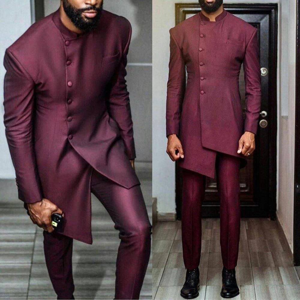 Uomo Vestito Due Pezzi attività Homecoming Stand Collare Giacca e Pantaloni Set