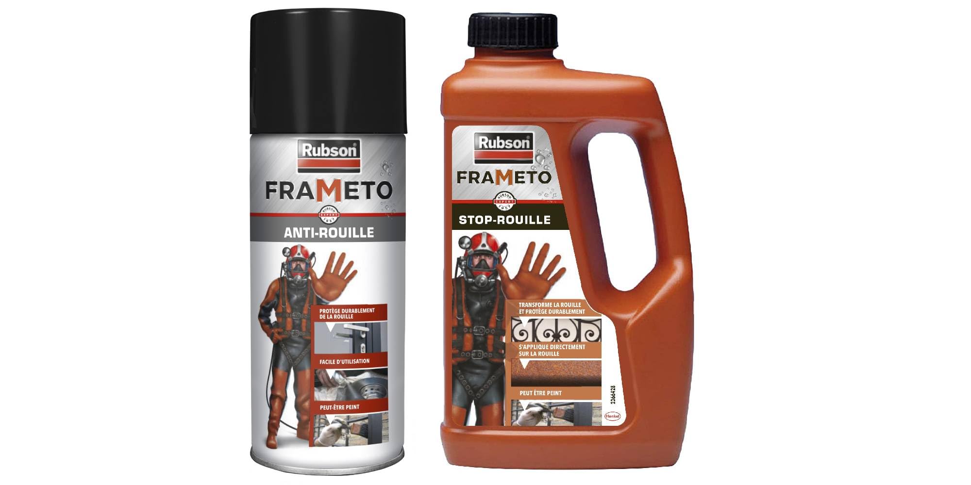 Rubson Frameto Stop-Rouille 500ml liquide traitement antirouille metal noir