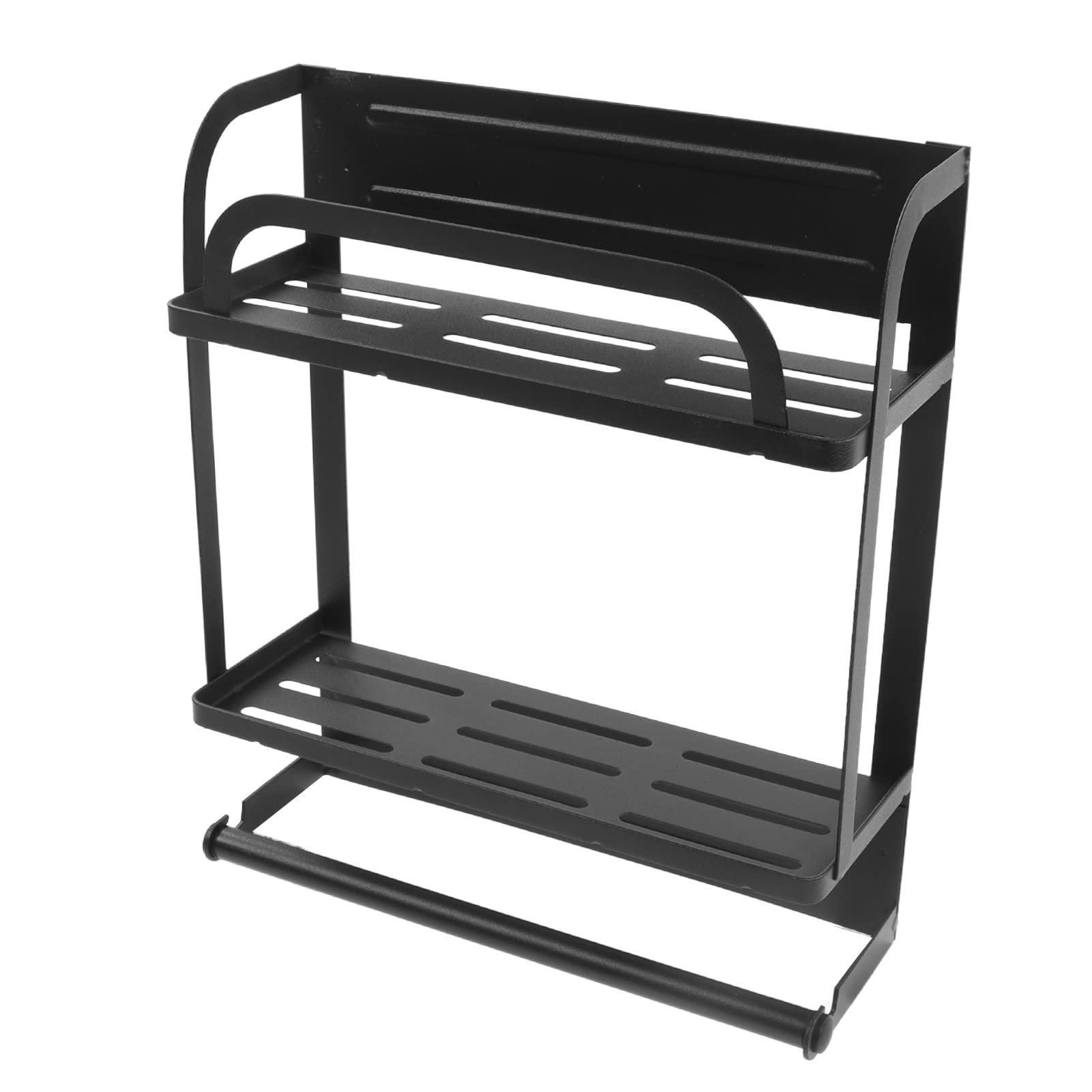 Estante magnético de doble capa para instalación de adsorción, diseño desmontable, estante clásico de hierro negro para refrigerador