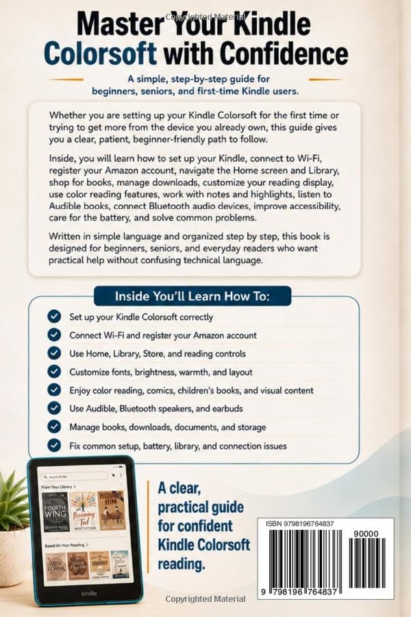 KINDLE COLORSOFT USER GUIDE 2026: Complete Manual to Set Up, Practice & Master Your New E-Reader, Amazon Account, Kids, Books, Audiobooks, Color Reading, Display, Library, Battery, Troubleshoot & More image 3