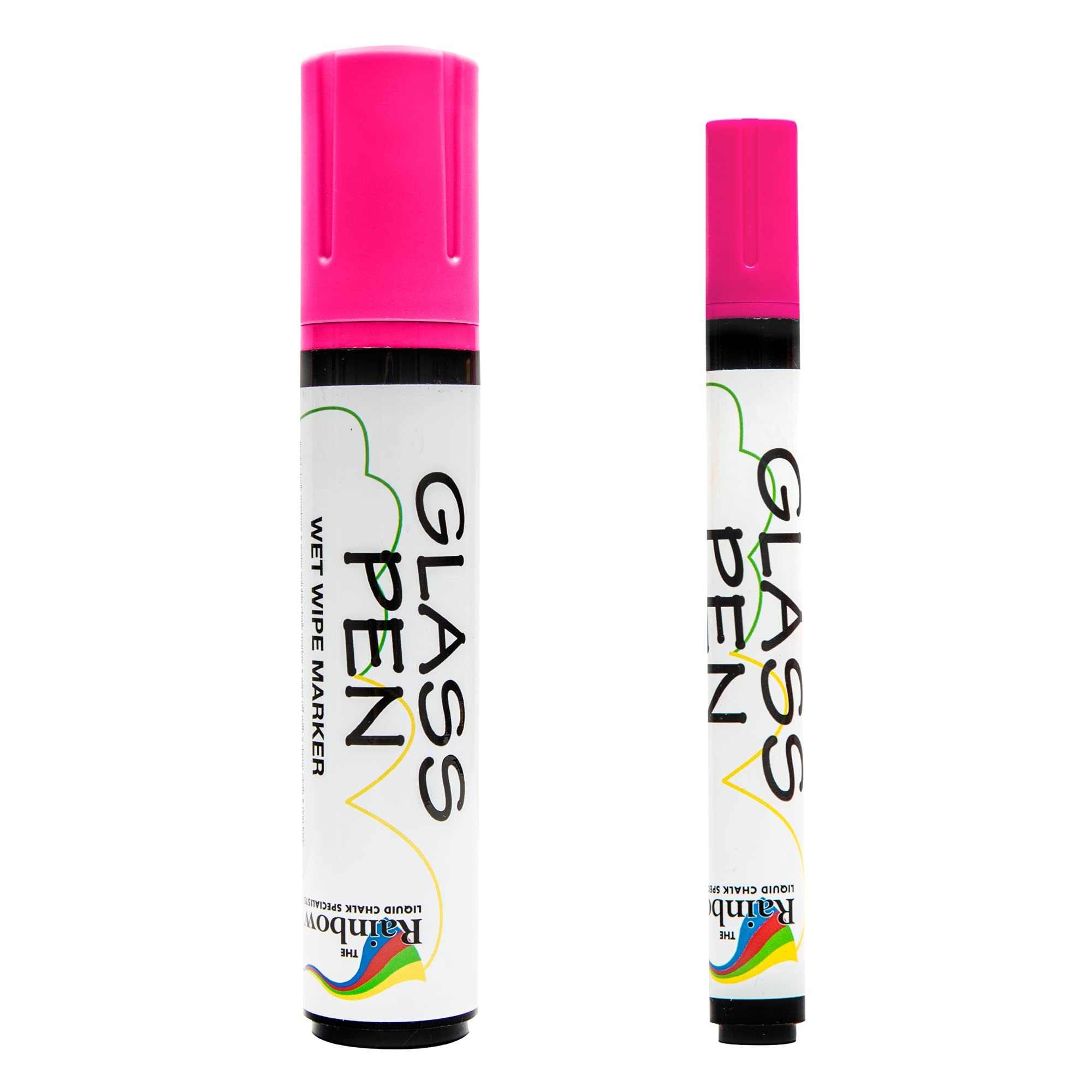 Glass Pen Liquid Paint Marker: Glass Writing Pens and Painting Markers with Washable, Erasable Ink - Windows, Mirrors, Signs, Crafts - 2 Pack, 5mm Narrow and 15mm Wide Tip Pen - Pink
