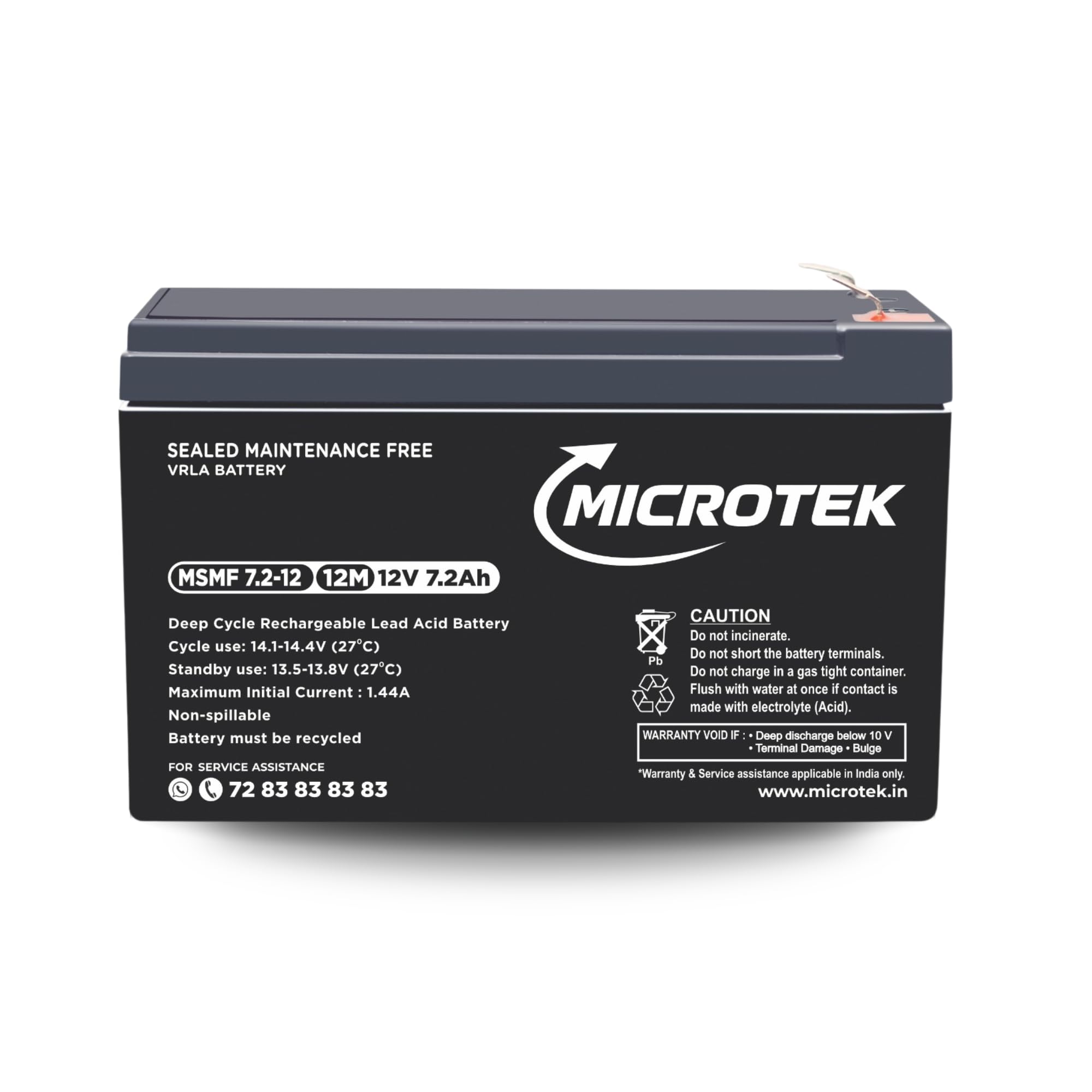 Microtek MSMF 7.2-12 12V 7.2Ah Sealed Maintenance Free VRLA Battery for UPS, Emergency Lighting, Medical Equipment, Telecom, Weighing Machines & Power Backup (Pack of 1)-image-7