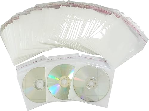Miniatura 7 de Paquete de 100 fundas de alta calidad para CD y DVD, material grueso no tejido de doble cara para almacenamiento de CD y DVD, estuche de disco (azul)