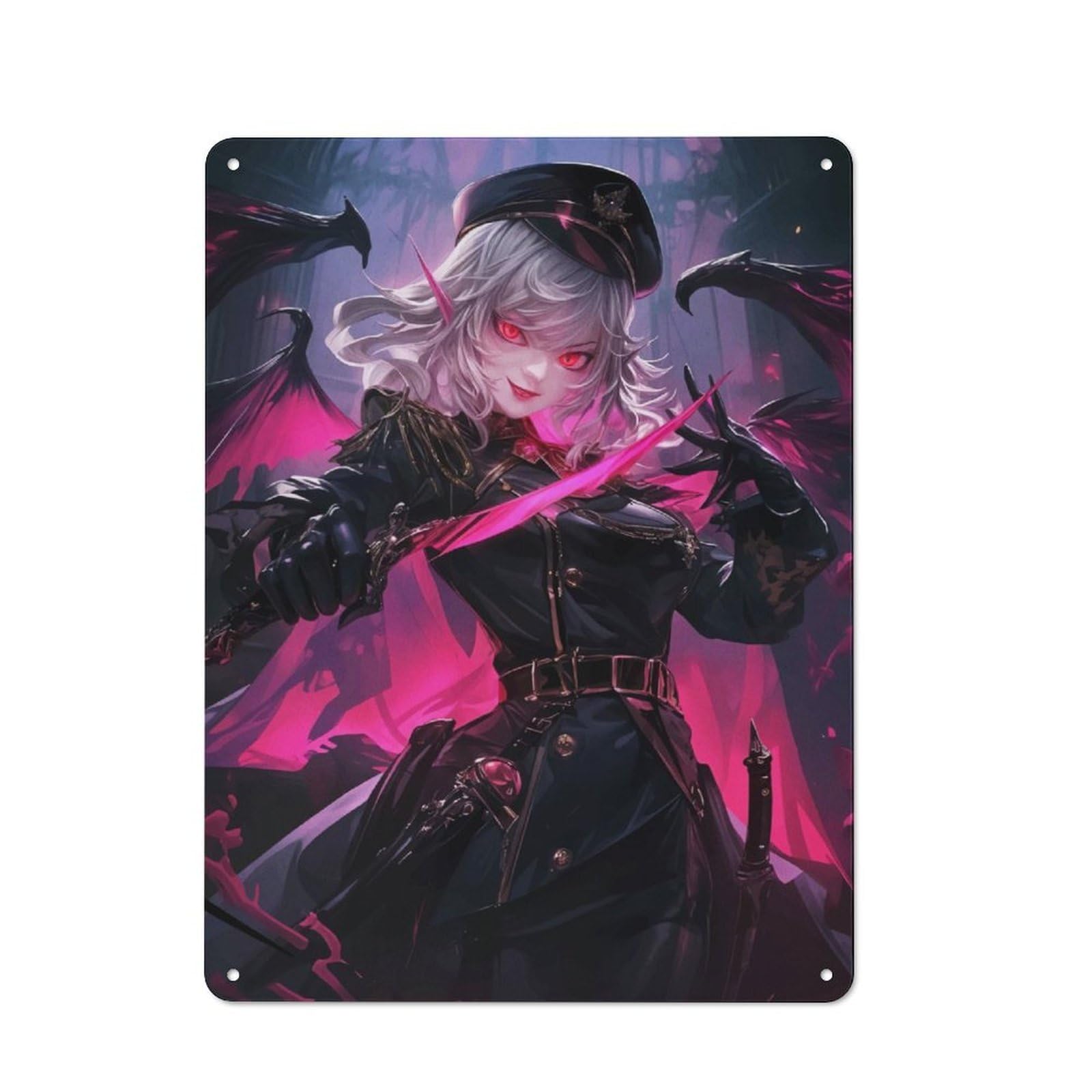 Retro Vampire Commander Metal Wall Plaque 40x30cm, Nostalgic Wall Art for Living Room, Hallway, Kitchen Or Cafe