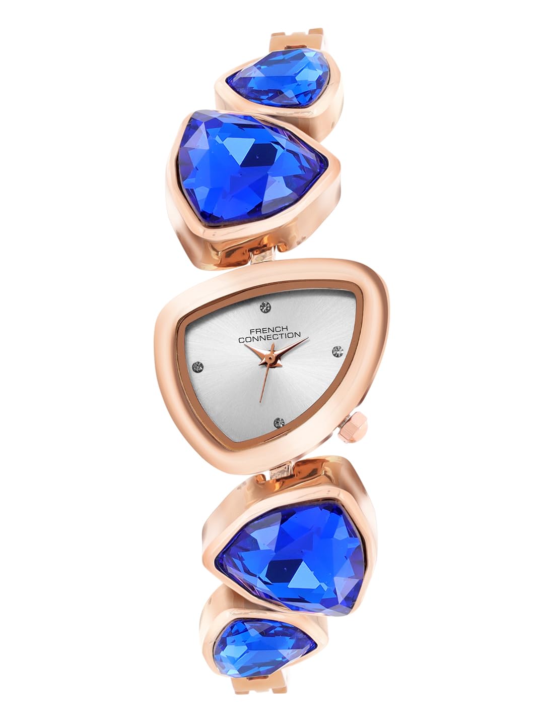 French Connection Asymra Sunray Silver Dial with Crystal Bracelet Analog Watch for Women - FCN0205URGM