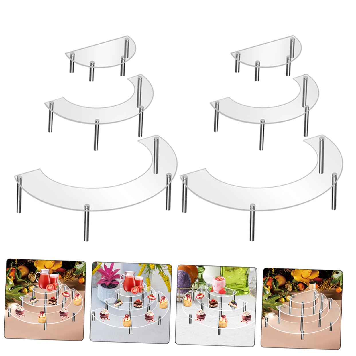 PRETYZOOM Alzatina per Torte Multi-livello 2 Set Acrilico e Metallo | Esposizione per Dolci, Design Versatile, per Attività Commerciali e Eventi