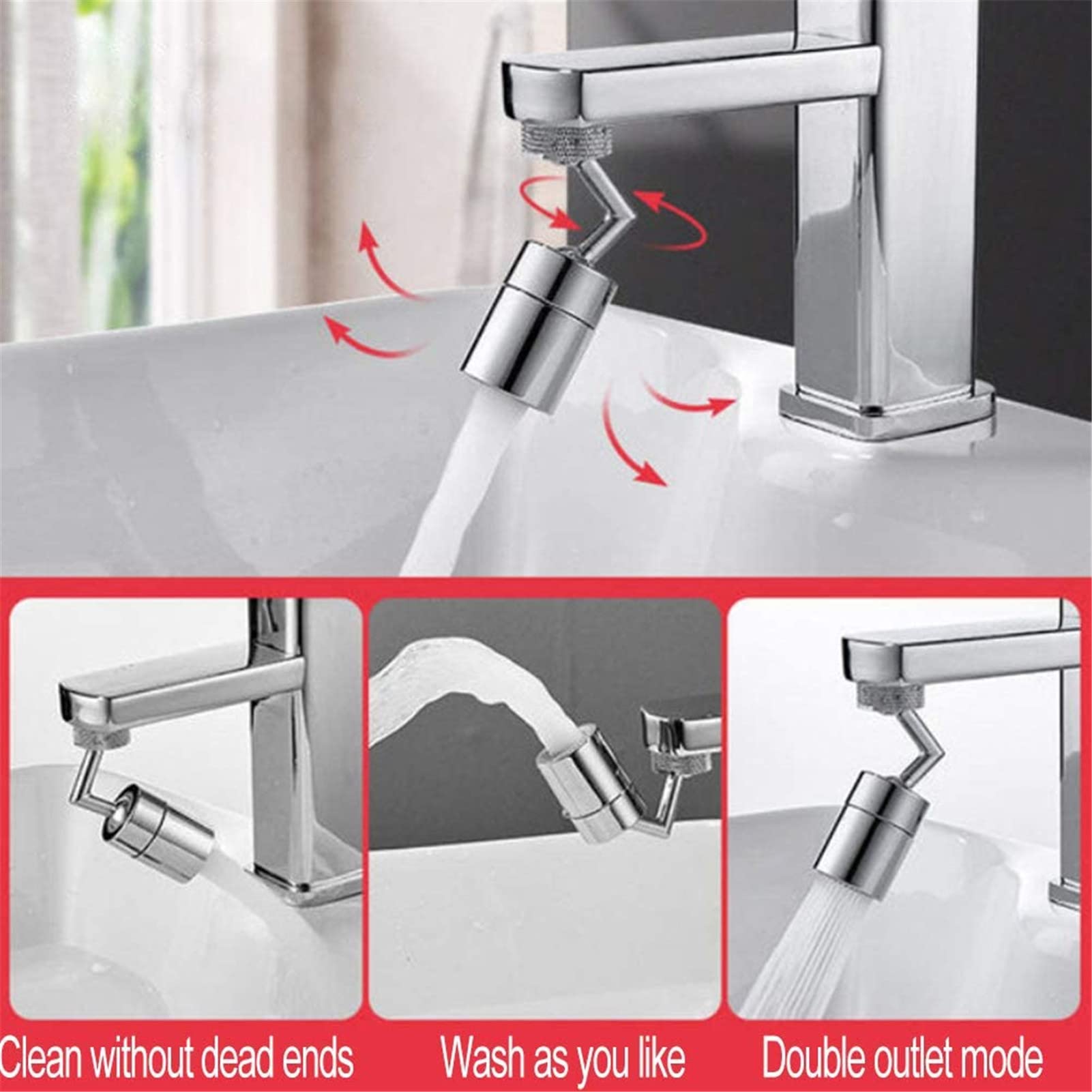 Aérateur De Robinet, 360° Pivotant Embout Robinet Cuisine, 2 Modes Mousseur Robinet Economie Eau, Pour Robinet Pour Éviers De Cuisine Salle De Bain Lavabo (Noir