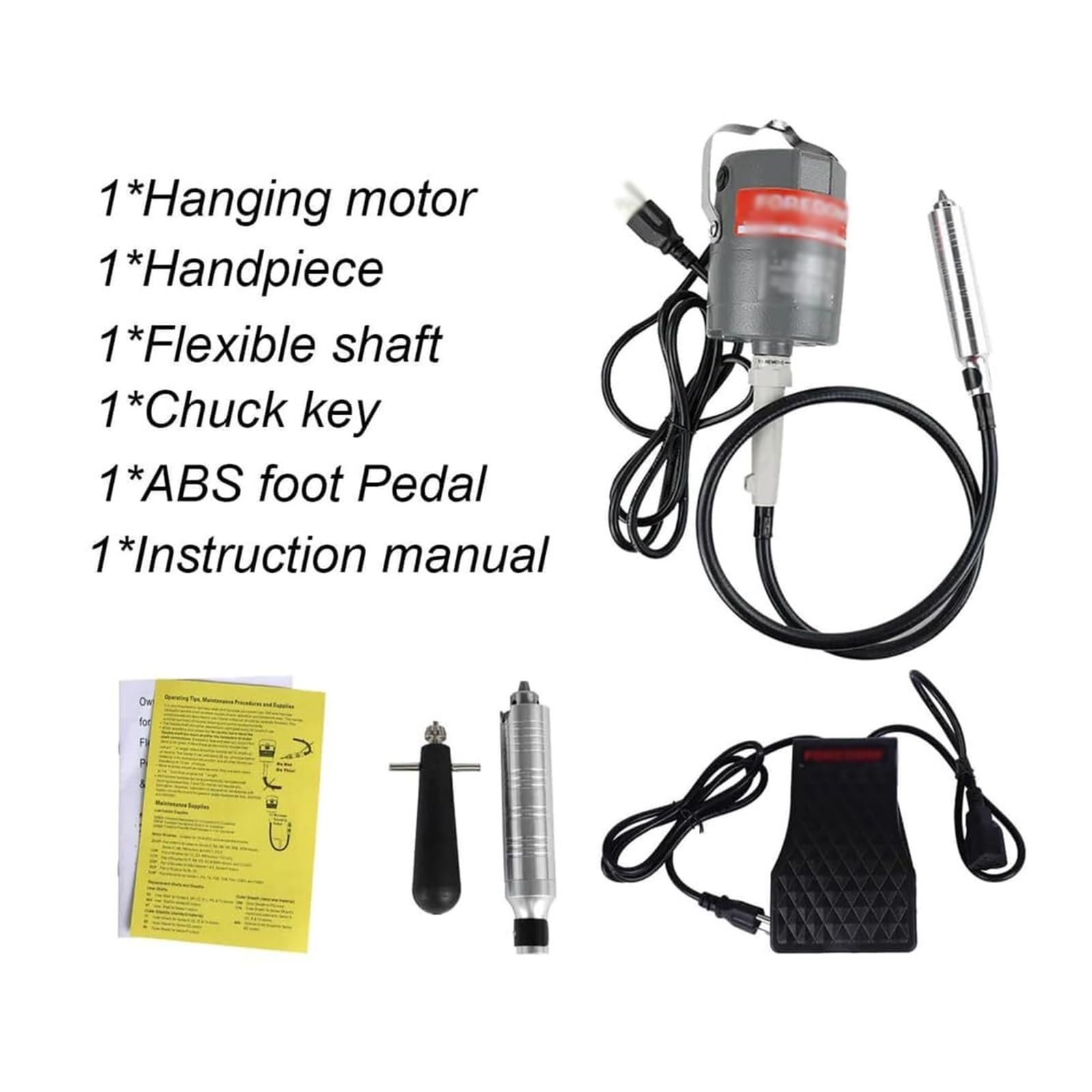 Amoladora de eje flexible, herramienta giratoria colgante de 26000 RPM con control de velocidad de pedal para grabar, pulir, taladrar y lijar