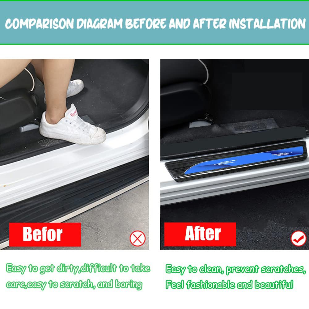 Xinrsheag Custom Interior Accessorie Car Out Door Sill Protector Entry Guard Hood Scuff Plates Stainless Steel ScratchResistance 4 pieces/set(blue) for Honda CR-V 2017 2018 2019 2020 2021 2022