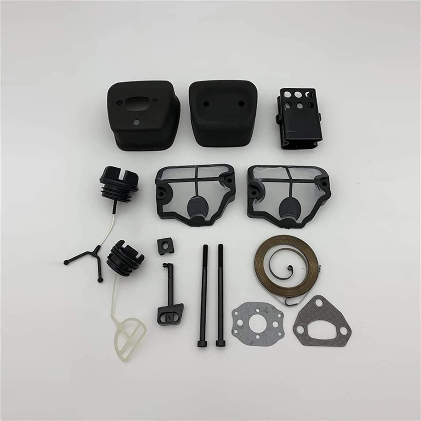 Perno del silenciador de escape, filtro de aire, tapa de combustible, varilla del estrangulador, polea de arranque, compatible con motosierra de gasolina HUS 137, 142, 137LE y 142LE.