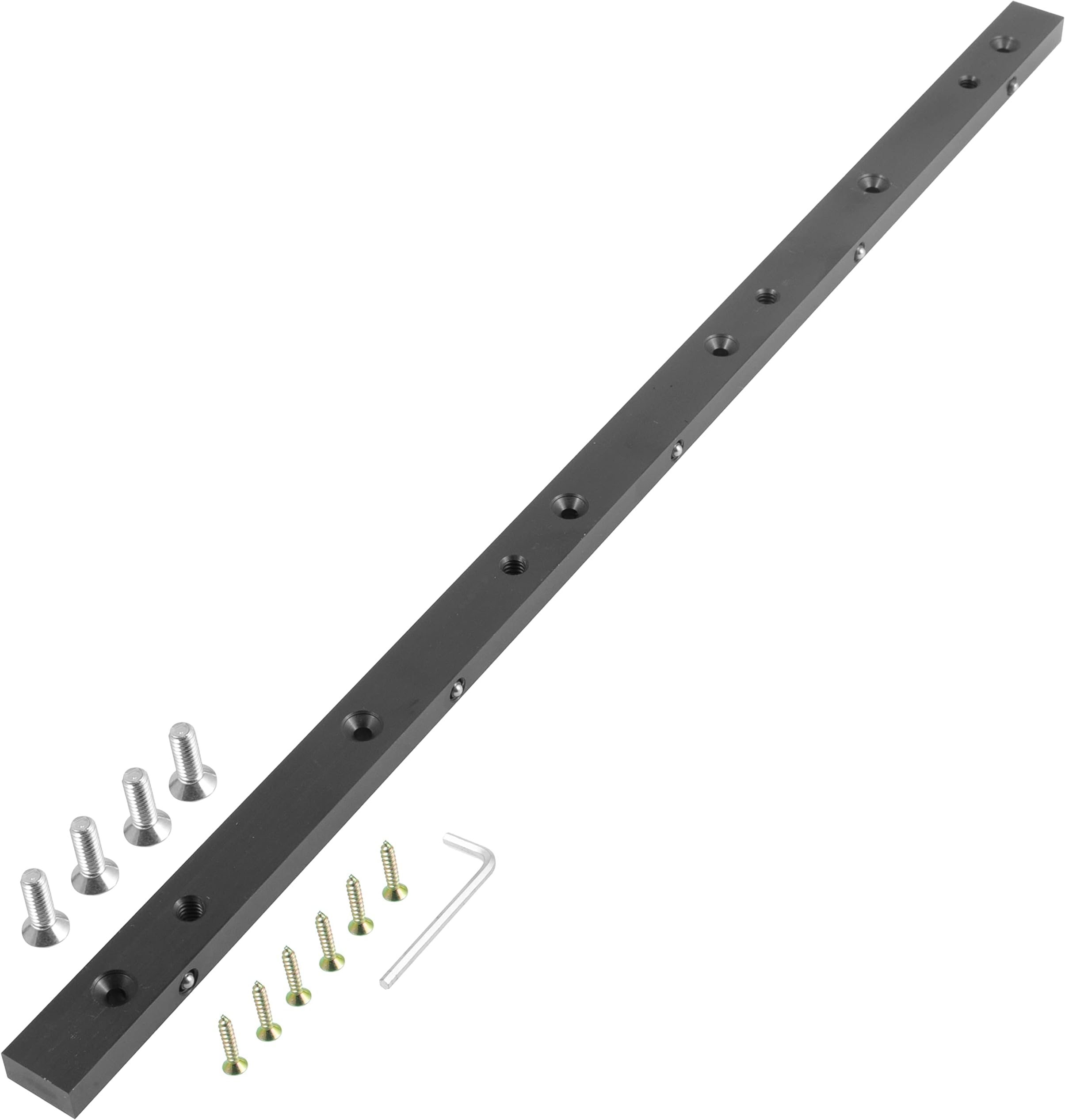 Peachtree Woodworking 19 Inch Precision Aluminum Miter Bar – Adjustable Table Saw Runner with Spring Plungers – Miter Bar for Table Saw Sled, Jigs, and Fixtures